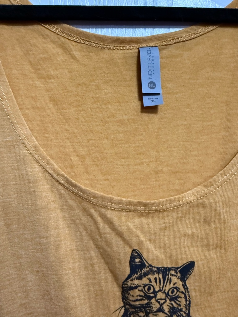 Mustard Yellow Racerback Tank /Cat and Books - Picture 2 of 4